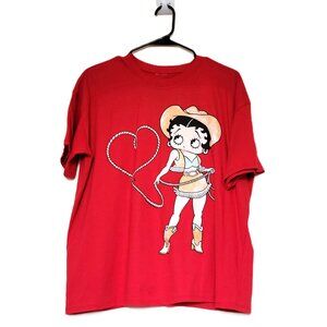 *NEW* BETTY BOOP Cowgirl Heart Lasso Graphic T-Shirt Size Large